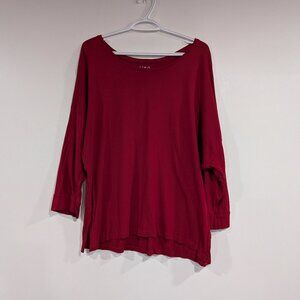 Cleo 3/4 Sleeve Boatneck Top Bugundy Red Size XXL